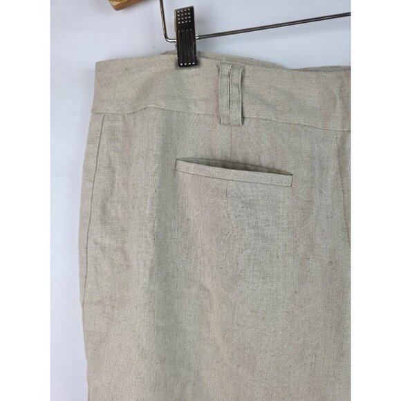 Cato Women's Pants Plus Size 16W Khaki Beige Linen Blend Wide Leg Casual Pants - Picture 4 of 10